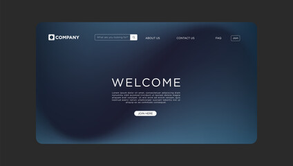 Website Design Elegant Dark Blue Gradient Welcome Page