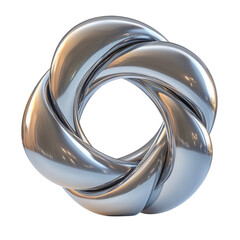 Poster - Polished Silver Knot Sculpture Abstract Metal Design Shiny Rings Metallic on transparent background