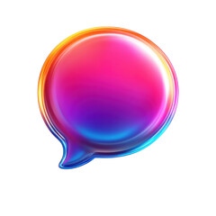 Poster - Radiant Speech Bubble Holographic Communication Icon Colorful Message Chat on transparent background