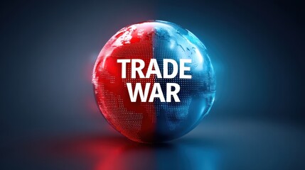 Poster - Global market tariff trade war. Globe graphic with 