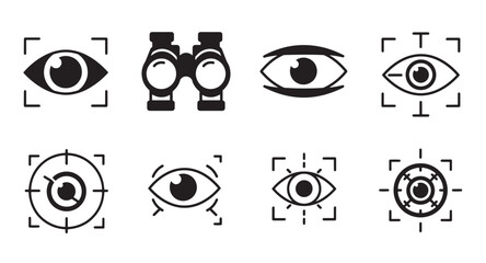 Poster - Collection of eye icons representing vision and security in modern technology and designs