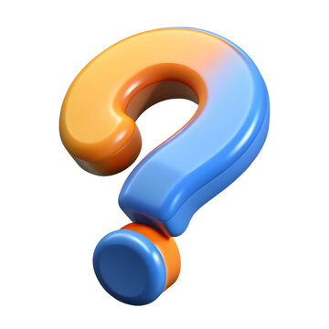 Orange and Blue Question Mark 3D Rendered Icon for Inquiry Doubt and Uncertainty