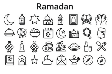 Fototapete - A collection of solid black icons for Ramadan and Islamic holidays