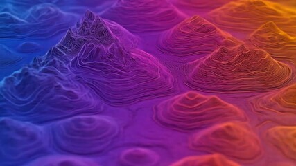 Wall Mural - Abstract Colorful Landscape. Topography Lines, Digital Art Background for Presentations