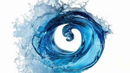 Poster - A large blue wave on a white background