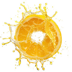 Orange slice exploding in vibrant juice splash