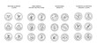© Olesia - Healthy Food Icons and Emblems. Line Art Badge Set for Certified Organic Claims, Packaging, Branding