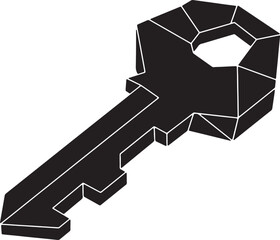 Aufkleber - Geometric key illustration in black and white depicting security access and concept