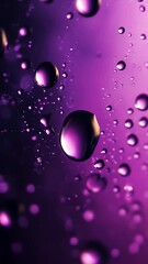Poster - Purple background with water droplets, showcasing fluidity, texture, and light reflection—evoking mystery, serenity, and abstract beauty