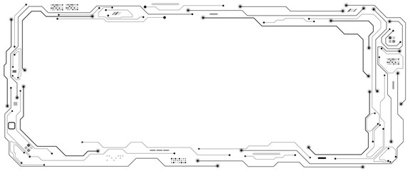 Fototapete - Vector Technology connected white lines and dots with electronics elements on tech bg. Digital technology futuristic internet network speed connection white background.