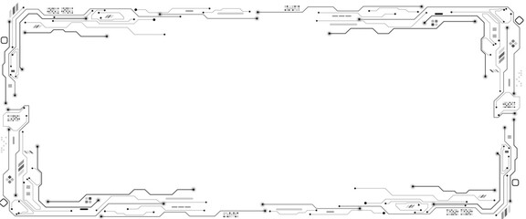 Fototapete - Vector Technology connected white lines and dots with electronics elements on tech bg. Digital technology futuristic internet network speed connection white background.
