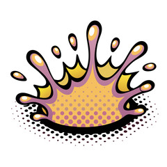 Poster - Cartoon splash shape in yellow and pink pop art style, isolated vector image on transparent background
  
