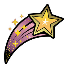 Poster - Colorful star with trailing comet tail in comic book style, pop art,isolated vector image on transparent background
  