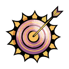 Poster - Isolated vector image of a target with an arrow in comic book style, pop art on transparent background  