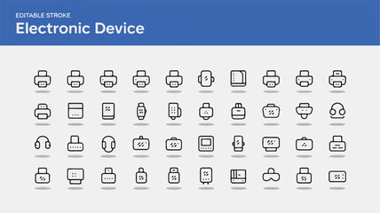 Fototapete - A diverse set of web design icons for business, social media, and communication, including symbols for mobile, computer, and internet functions