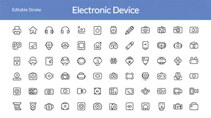 Fototapete - A diverse set of web design icons for business, social media, and communication, including symbols for mobile, computer, and internet functions