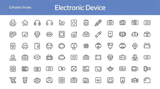 A diverse set of web design icons for business, social media, and communication, including symbols for mobile, computer, and internet functions
