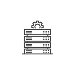 Poster - Vector art of server rack icon with a gear symbolizing data management