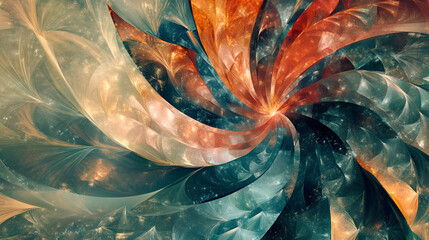 Poster - Enchanting Illuminated Flower Blooming with Glowing Lights and Sparkles in the Center of Petals, Design fantasy magic abstract floral background flowers fractal