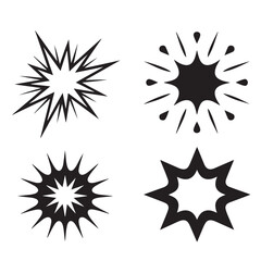 Poster - Four black and white cartoon explosions with varied shapes and designs on a white background in a grid layout