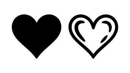 Poster - Vector art of a heart icon in outline and solid black versions