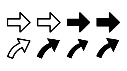 Poster - Vector art of a collection of various arrow icons, including straight and curved, in black and white