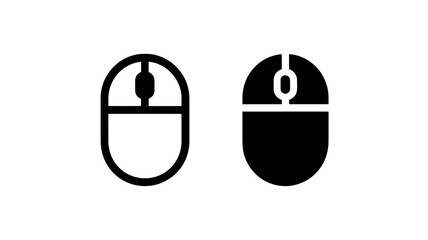 Poster - Vector art of two computer mice icons, one outlined and one solid black, isolated on white
