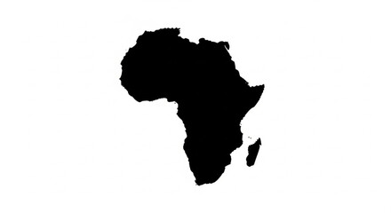 A stark, simple silhouette of the African continent against a white background.