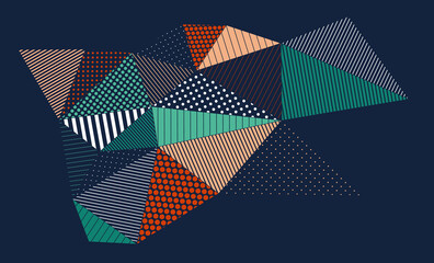 Poster - Abstract vector background low poly triangles style, polygonal geometric wallpaper dynamic art, artistic pattern composition.