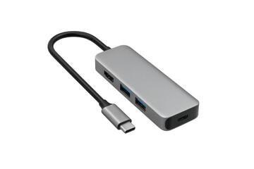 Poster - Usb hub adapter offering multiple ports, expanding device connectivity against clean transparent surface