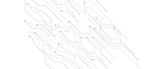 Aufkleber - Vector Technology connected white lines and dots with electronics elements on tech bg. Digital technology futuristic internet network speed connection white background.