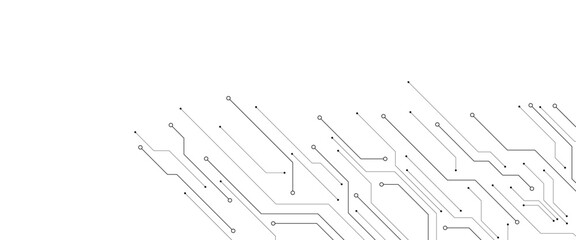 Aufkleber - Vector Technology connected white lines and dots with electronics elements on tech bg. Digital technology futuristic internet network speed connection white background.