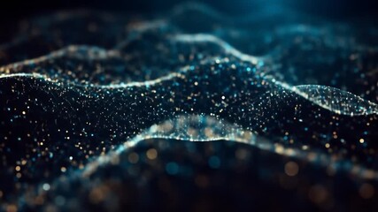Wall Mural - Abstract digital wave, glowing particles, dark background, tech website