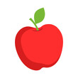 © Colorfuel Studio - Illustration of a Fresh Red Apple with Green Leaf and Stem on a White Background