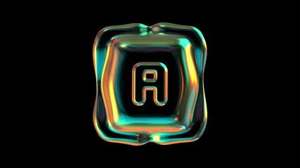Poster - Alphabet letter A Glowing With Holographic Colors Against A Black Background