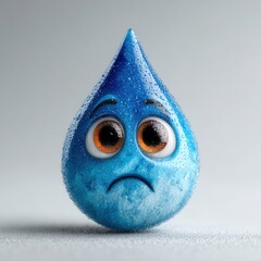 Poster - Sad Raindrop with Teardrop Features Representing Emotions of Sorrow and Heartbreak in a Whimsical and Expressive Style