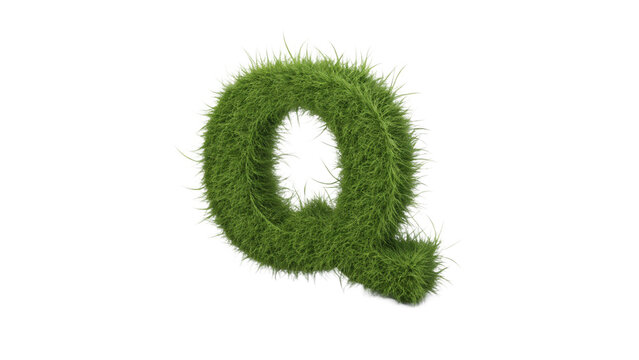Green grass letter q alphabet nature eco friendly font isolated design element for graphic design projects