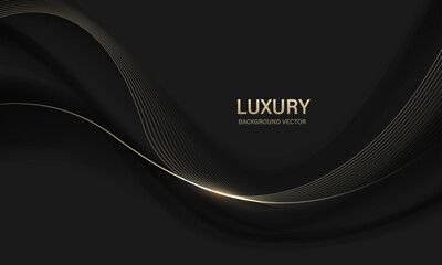 Poster - Abstract gold ribbon wave curve on red luxury background vector