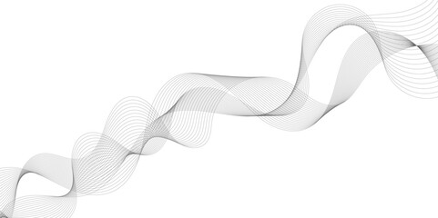 Leinwandbilder - Abstract grey, white smooth element swoosh speed wave modern stream background. Wave with lines created using blend tool. Abstract frequency sound wave lines and twisted curve lines background.	