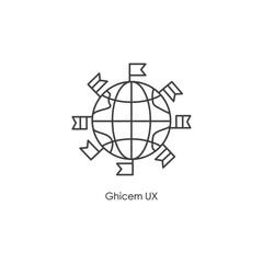 Poster - Vector art of a globe with flags represents global connections and international reach