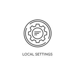 Poster - Vector art of outline icon representing local settings with a gear