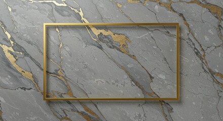 Aufkleber - Elegant Gold Frame on Gray Marble Background for Presentation