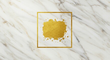 Aufkleber - Golden Blot on Marble Texture in Frame Elegant Design Element