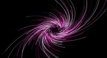 Poster - Swirling Pink and White Light Trails on Black Background