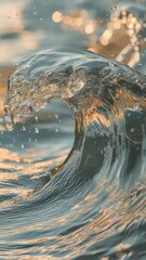 Poster - Captivating wave cresting with sunlit reflections and dynamic water splashes