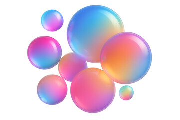 Poster - Colorful bubbles drifting, glimmering transparently with playful luminescence and dynamic visual energy