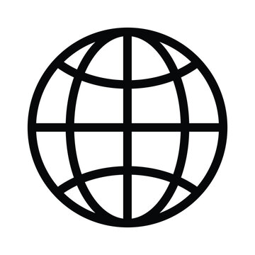 World Wide Web Globe Icon, Minimalist Earth Grid Vector