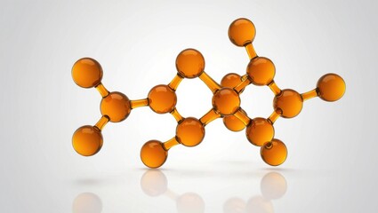 Leinwandbilder - 3D visualization of retinol (Vitamin A) using amber spheres and sleek connectors on a minimal white gradient background, showcasing beauty in science.