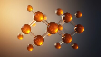 Leinwandbilder - 3D visualization of Retinol (Vitamin A) with warm amber spheres and sleek connectors on a minimal white gradient background, showcasing beauty in science.