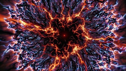 Poster - Abstract fiery vortex with dynamic colors of red and blue  